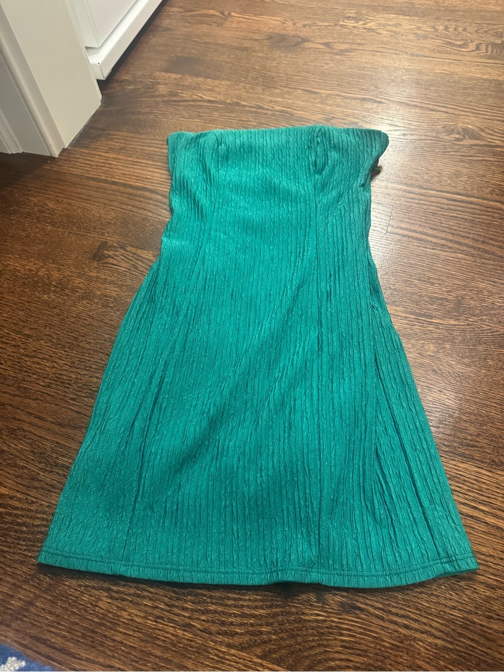 Le Lis Strapless Teal Textured Mini Dress